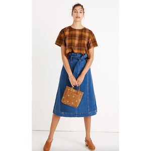 Madewell Boxy Button-Back Top in Plaid